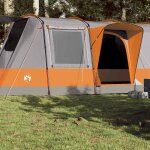 Tente de camping - vidaxl - tunnel 4 personnes - imperm�able - gris et orange - facile � monter