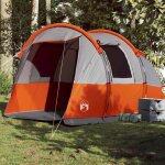 Vidaxl tente de camping tunnel 4 personnes gris et orange impermable tente abri de camping abri de jardin ...