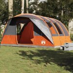 Vidaxl tente de camping tunnel 5 personnes gris et orange impermable tente abri de camping abri de jardin ...