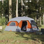 Tente familiale - vidaxl - 9 personnes - impermable - systme de dgagement rapide - gris