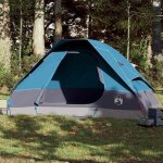 Vidaxl tente familiale � d�me 6 personnes bleu imperm�able tente abri de camping abri de jardin tente ...