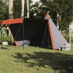 Vidaxl tente familiale tipi 8 personnes gris et orange imperm�able tente abri de camping abri de jardin ...
