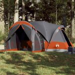 Vidaxl tente familiale tipi 8 personnes gris et orange imperm�able tente abri de camping abri de jardin ...