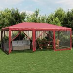 Vidaxl tente de f�te avec 10 parois lat�rales maille rouge 6x4 m pehd tente tente � baldaquin auvent ...