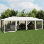 Vidaxl tente de f�te avec 12parois lat�rales en maille blanc 8x4m pehd tente tente � baldaquin auvent ...