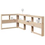 Vidaxl t�te de lit de biblioth�que en forme de l bois massif de pin t�te de lit t�te de lit avec rangement ...