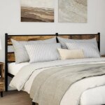 Vidaxl tte de lit chne fum 180 cm fer et bois dingnierie tte de lit pour lit double tte de lit ...