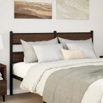 Vidaxl t�te de lit de remplacement ch�ne marron 140 cm acier et bois ding�nierie t�te de lit pour lit ...