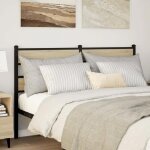 Vidaxl t�te de lit de remplacement ch�ne sonoma 160 cm fer et bois d?ing�nierie t�te de lit pour lit ...