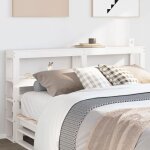 Vidaxl tte de lit avec tagres blanc 150 cm bois massif de pin, tte de lit en bois, tte de lit avec ...