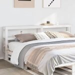 Vidaxl t�te de lit avec �tag�res blanc 180 cm bois massif de pin t�te de lit en bois t�te de lit avec ...