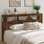 Vidaxl t�te de lit � led accessoire de lit t�te de cadre de lit meuble de chambre � coucher ch�ne fum� ...