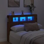 Vidaxl t�te de lit � led ch�ne artisanal 140x185x1035 cm t�te de lit t�te de lit avec �tag�res t�te de ...