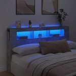 Vidaxl t�te de lit � led panneau avec rangement accessoire de lit t�te de cadre de lit chambre gris b�ton ...