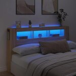 Vidaxl t�te de lit � led panneau avec rangement accessoire de lit t�te de cadre de lit chambre ch�ne ...