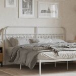 Vidaxl tte de lit mtal blanc 180 cm, tte de lit en mtal, tte de lit haute, tte de lit pour lit ...