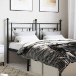 Vidaxl tte de lit mtal noir 140 cm 374372