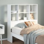Vidaxl tte de lit avec rangement blanc 90 cm bois massif de pin, tte de lit en bois, tte de lit avec ...