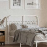 Vidaxl t�te de lit de remplacement m�tal blanc 120 cm t�te de lit en m�tal t�te de lit haute t�te de ...