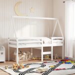 Vidaxl toit de lit pour enfants blanc 199x805x88cm bois de pin massif toit de lit baldaquin de lit pour ...