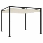 Vidaxl tonnelle de jardin avec toit r�tractable cr�me 3x3 m acier tonnelle de jardin tonnelle de patio ...