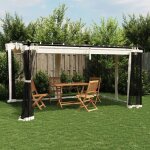 Vidaxl tonnelle avec parois en filet crme 4x3 m acier tonnelle de jardin tonnelle de patio pavillon ...