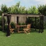 Vidaxl tonnelle avec parois en filet taupe 4x3 m acier tonnelle de jardin tonnelle de patio pavillon ...