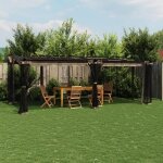 Vidaxl tonnelle avec parois en filet taupe 6x3 m acier tonnelle de jardin tonnelle de patio pavillon ...