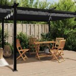 Vidaxl tonnelle avec toit r�tractable anthracite 3x6 m aluminium tonnelle de jardin tonnelle de patio ...