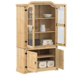 Vidaxl vitrine en verre corona 103, 5x42x180 cm bois de pin massif, armoire, armoire avec portes vitres, ...
