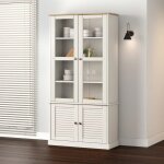 Vidaxl vitrine en verre vigo blanc 85x35x170 cm bois massif de pin 353194