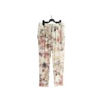 Vila pantalon femme confortable ample et �l�gant blanc � fleurs taille m