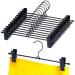 Vilde lot de 12 cintres avec pinces - mtal noir - clips rglables - idal pour pantalons et jupes - ...