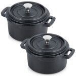 Vilde lot de 2 casserole de service en fonte 10 cm - r�sistants � la chaleur avec couvercle et poign�es ...