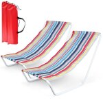 Vilde lot de 2 chaises longues de plage - structure mtallique blanche tissu polyester pliantes avec ...