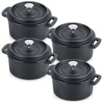 Vilde lot de 4 casserole de service en fonte 10 cm - r�sistants � la chaleur avec couvercle et poign�es ...