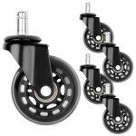 Vilde lot de 5 roulette pour chaise de bureau - 63 cm / 10 mm - caoutchouc silencieux - protection du ...