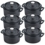 Vilde lot de 6 casserole de service en fonte 10 cm - rsistants  la chaleur - avec couvercle et poignes ...