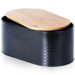 Vilde bote  pain - avec une planche  dcouper en bois - acier noir et bois - fermeture pratique - ...