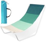 Vilde chaise longue plage pliable - structure m�tallique blanche tissu polyester vert sac de transport ...