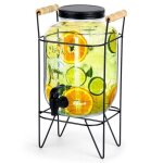Vilde distributeur de boissons avec support 42 l - verre �pais couvercle m�tal robinet pratique - id�al ...