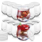 Vilde ensemble de 12 pots en verre 130 ml - couvercles hermtiques - idal pour yaourts desserts et conserves ...
