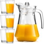 Vilde ensemble pichet en verre 14 l avec 6 verres 200 ml - couvercle facile � nettoyer id�al pour toutes ...