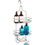 Vilde �tag�re de douche suspendue m�tal noir - 2 �tag�res espace savon crochets - installation sans per�age ...