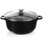 Vilde marmite 28 cm - aluminium noir - rev�tement antiadh�sif granit - couvercle en verre - tous feux ...