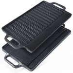 Vilde plaque de grill en fonte double face 40 x 205 cm - poissons et l�gumes - r�sistante et durable