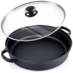 Vilde po�le en fonte 30 cm avec couvercle en verre - r�sistante � la chaleur poign�es ergonomiques tous ...