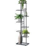 Vilde porte plante 8 niveaux - 142 cm �tag�re � fleurs - id�al pour d�corations - m�tal noir mat