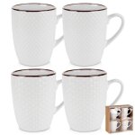 Vilde set de 4 mugs 400 ml - cramique blanche avec dcoration en relief - lavables au lave - vaisselle ...