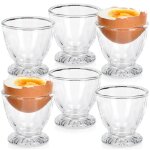 Vilde set de 6 soucoupes  ?ufs en verre - design classique - lavables au lave - vaisselle - parfaites ...